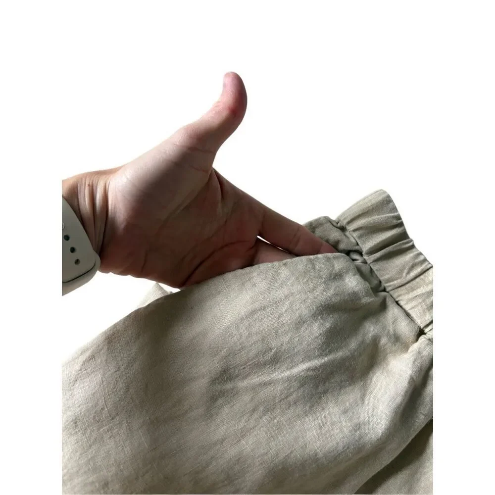 Quince 100% European Linen Pants size M‎ Cream Pull On Lagenlook